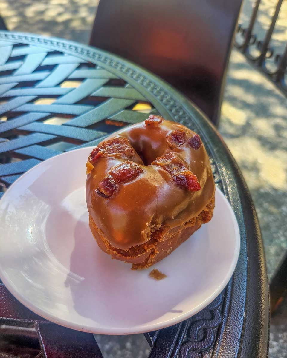 A doughnut from Honey Doughnuts & Goodies in Deep Cove