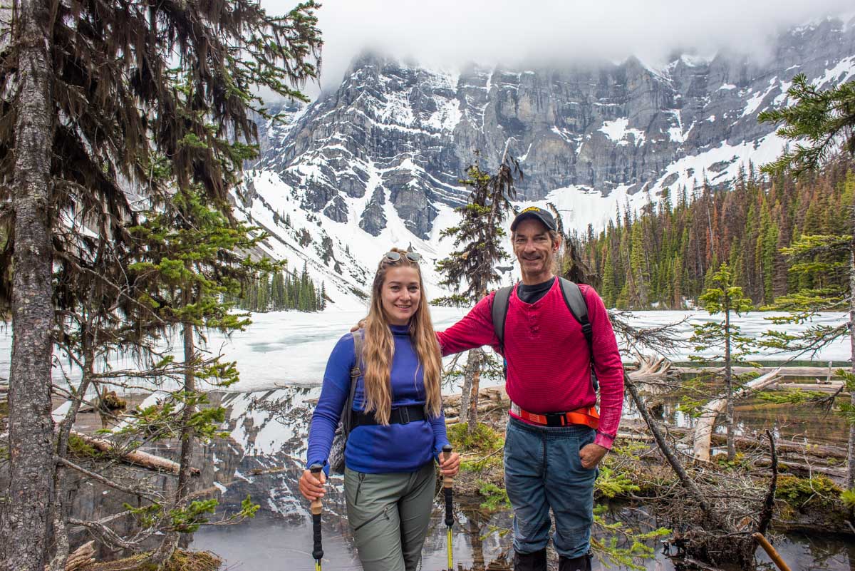 Bailey and her dad at Rawson Lake in the Kananaskis, Alberta, Canada