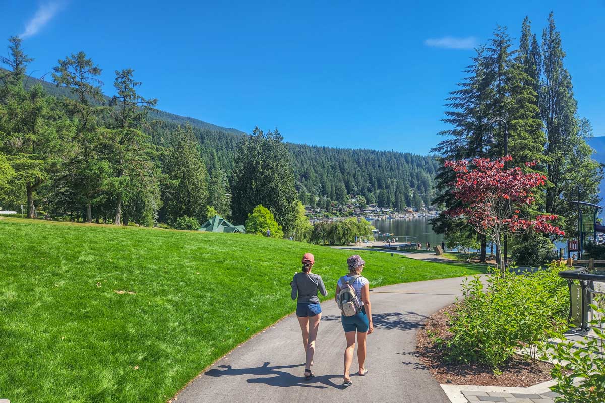 Bailey and her sister walk through Panorama Park in Deep Cove, Vancouver