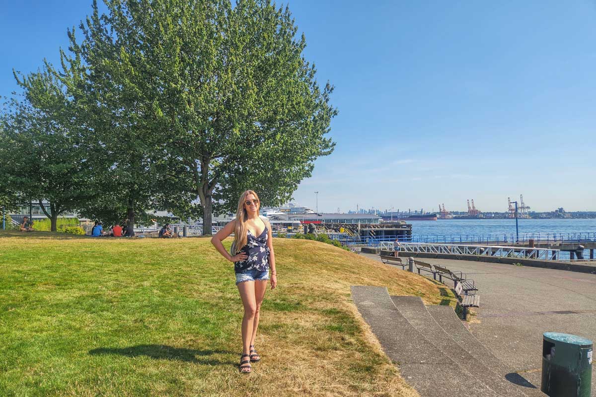Bailey at the Waterfront Park in Lonsdale Quay, Vancouver
