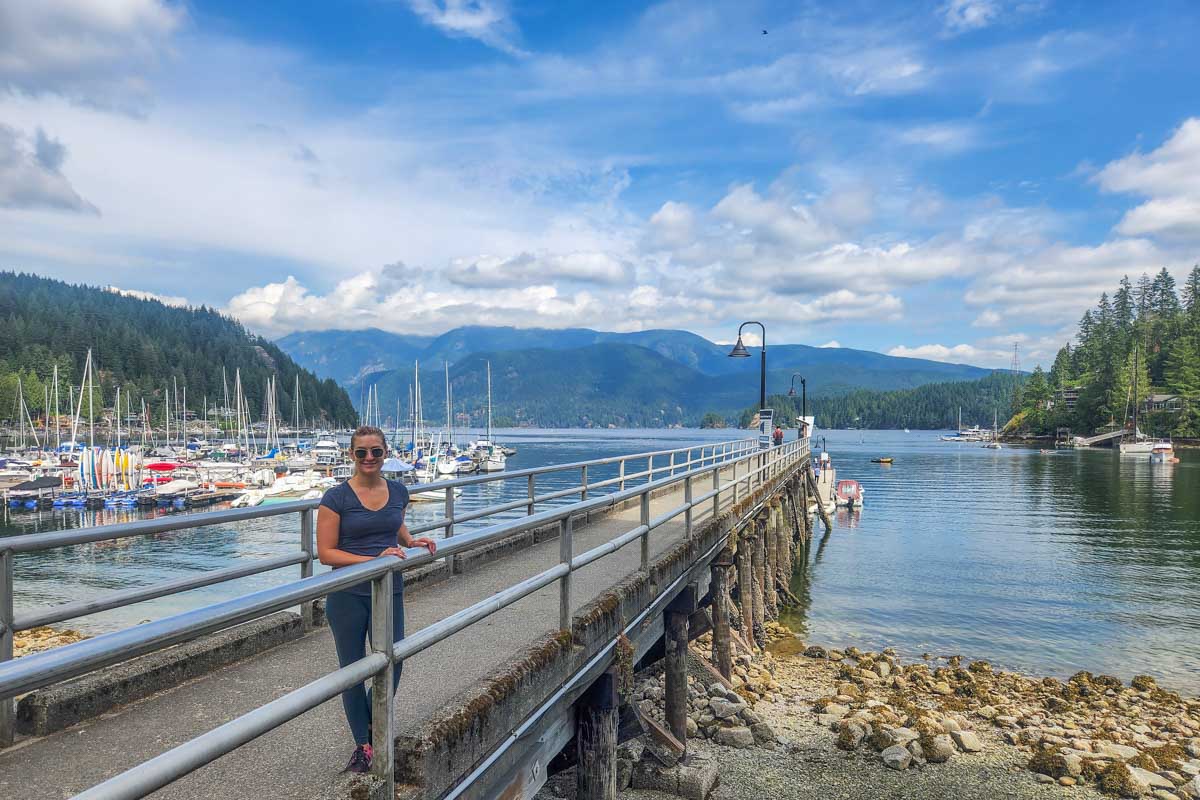 Bailey poses for a photo on the pier of Deep Cove, Vancouver