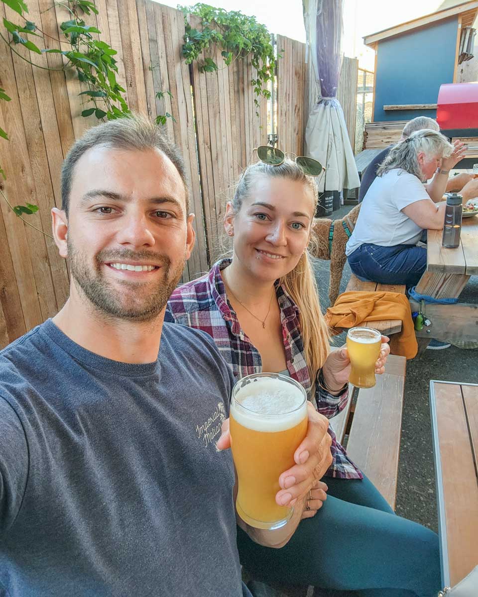 Daniel and Bailey at Beach Fire Brewing Company, Campbell River, BC