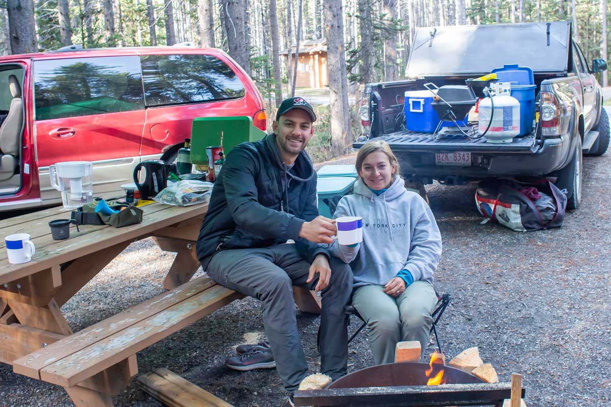 Daniel and Bailey camping in the Kananaskis