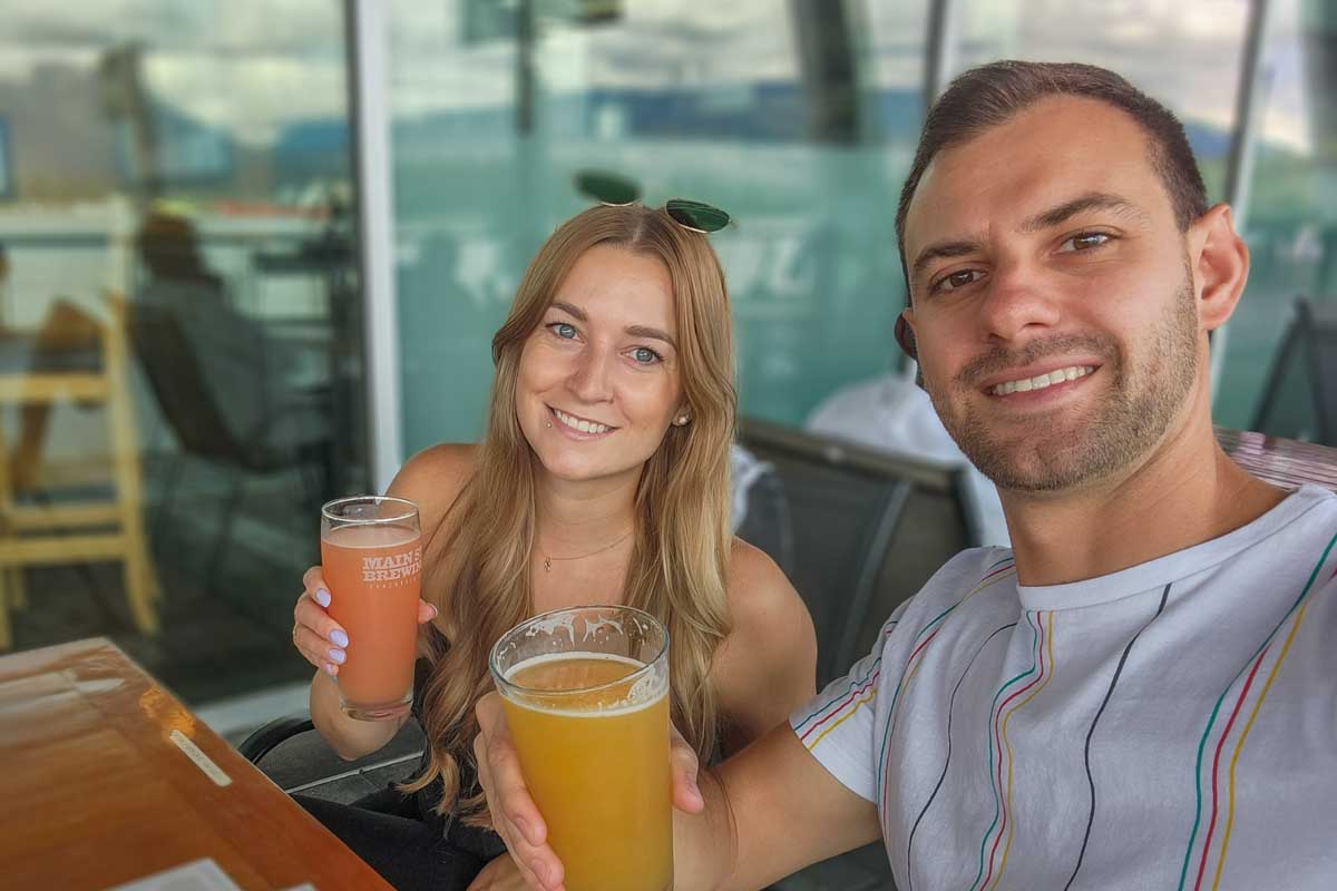Daniel and Bailey on a pub crawl in Gastown, Vancouver