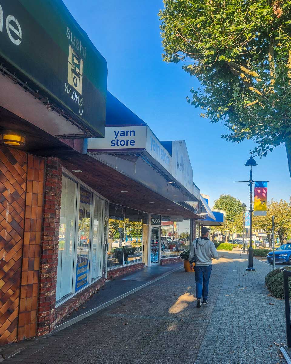 Daniel walks downtown Campbell River, BC
