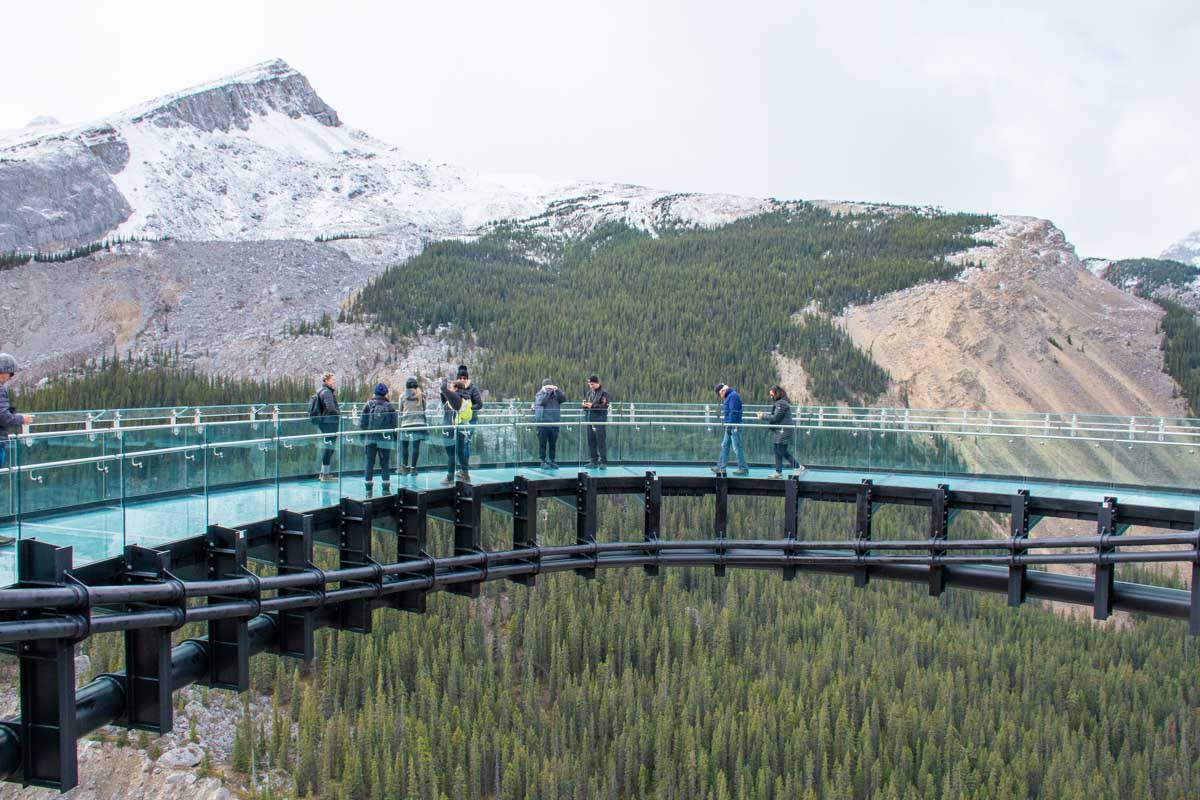 Glass boardwalk on the Columbia Icefield Skywalk in Banff National Park