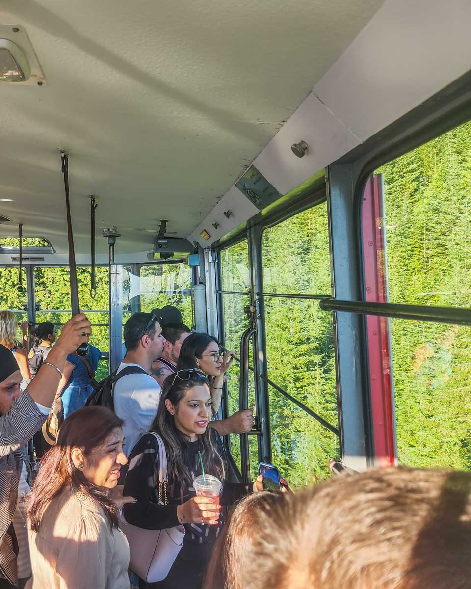 People in the Skyride on Grouse Mountain, Vancouver