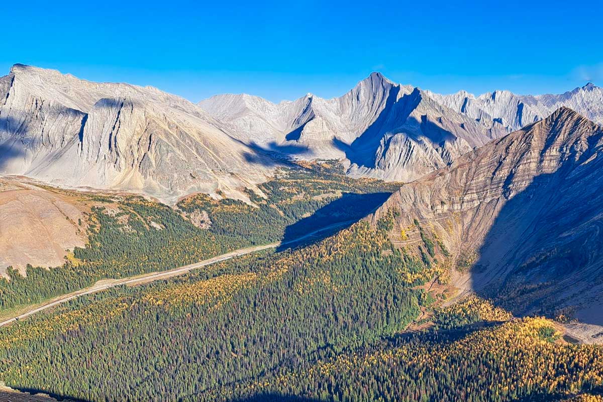 View from the top of the Pocaterra Ridge Trail in the Kananaskis