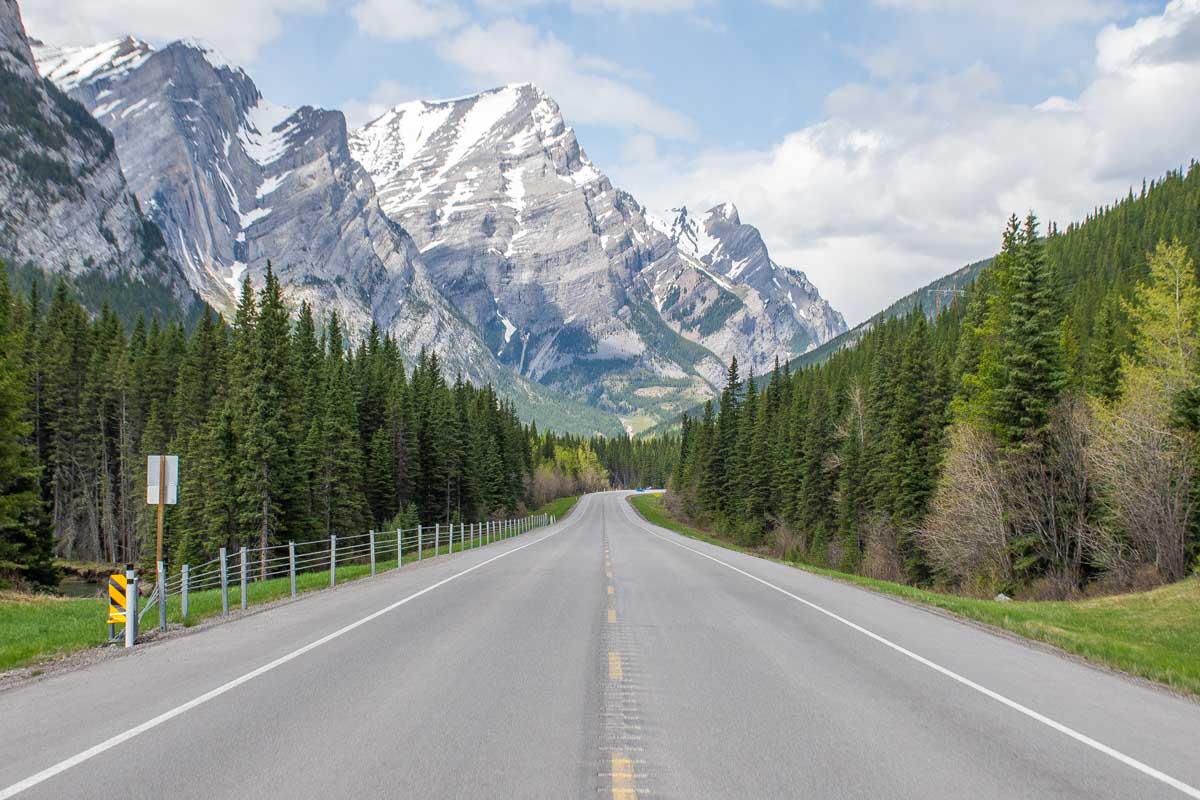 Stunning view of the road through the Kananaskis in Alberta, Canada