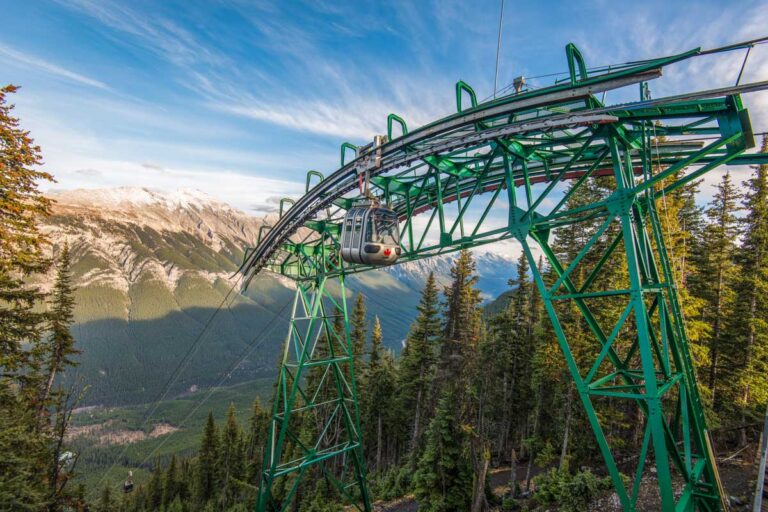 The top support of the Banff Gondola in Banff National Park, Canada