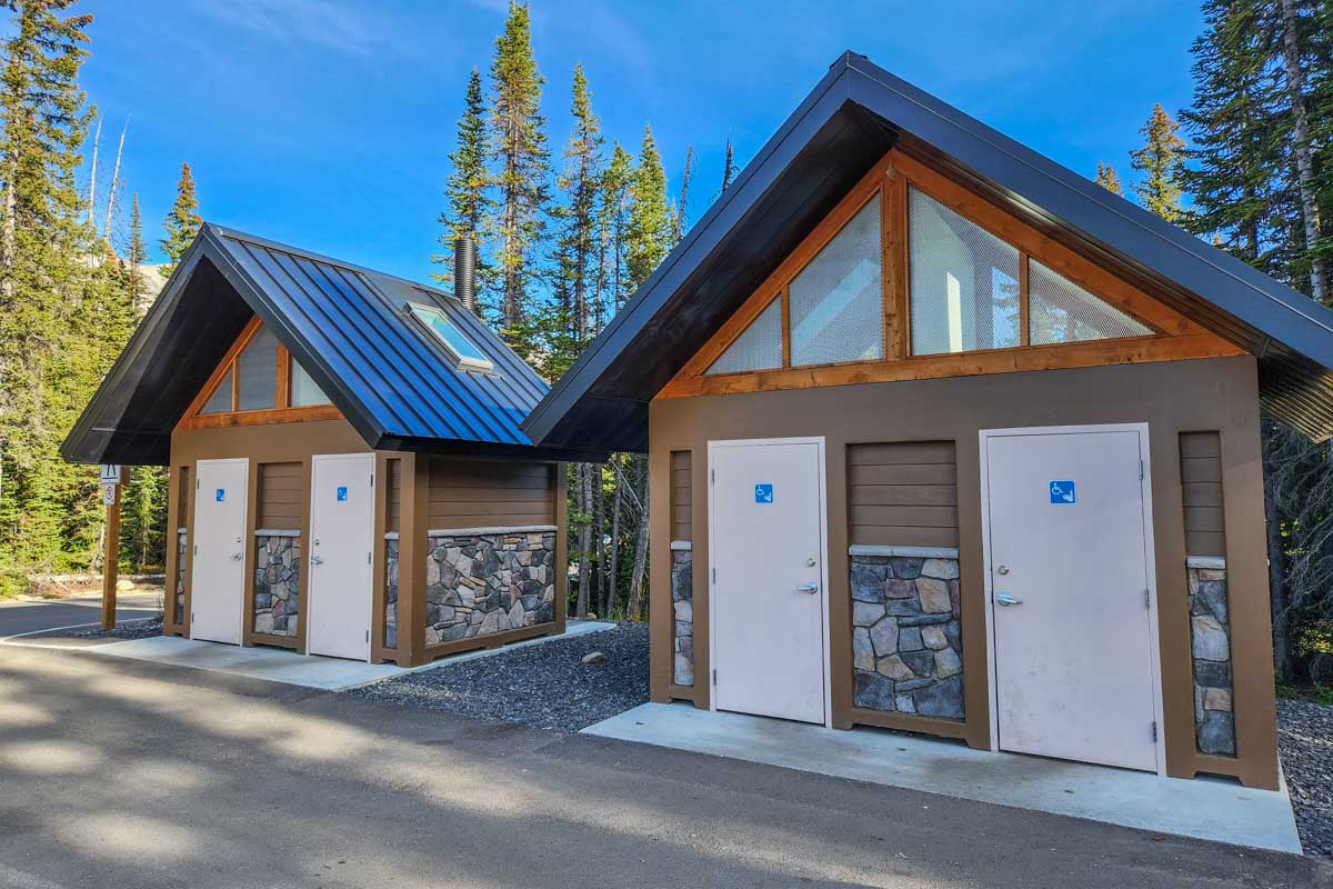 Toilets at Peyto Lake Viewpoint in Banff National Park, Canada