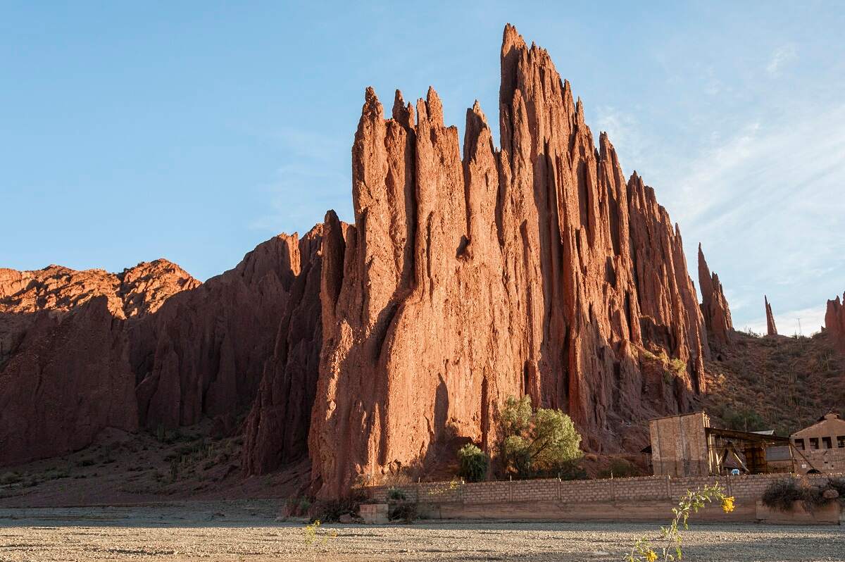 view of a jagged cliff in Tupiza, Bolviia