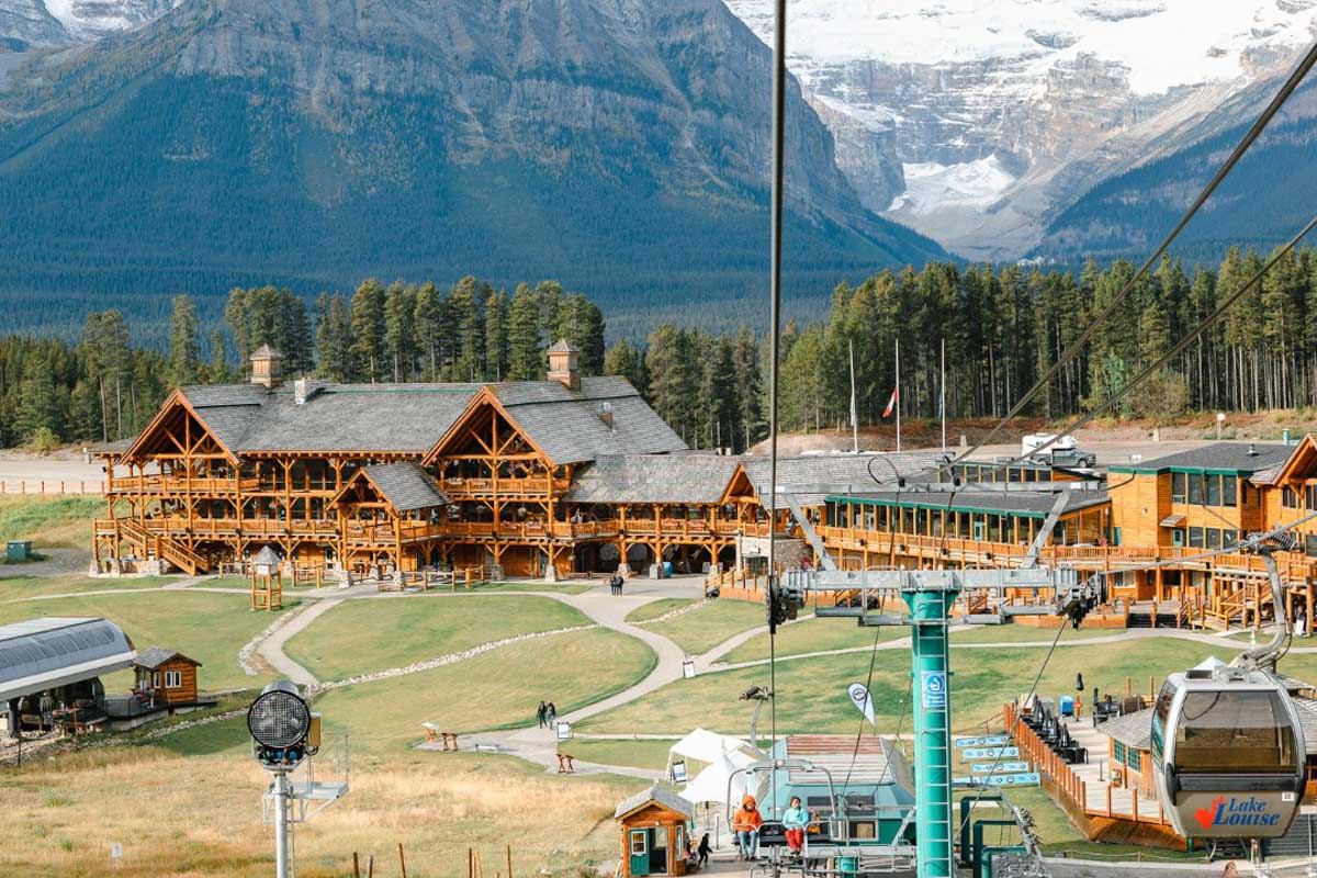 View looking down the Lake Louise Sightseeing Gondola