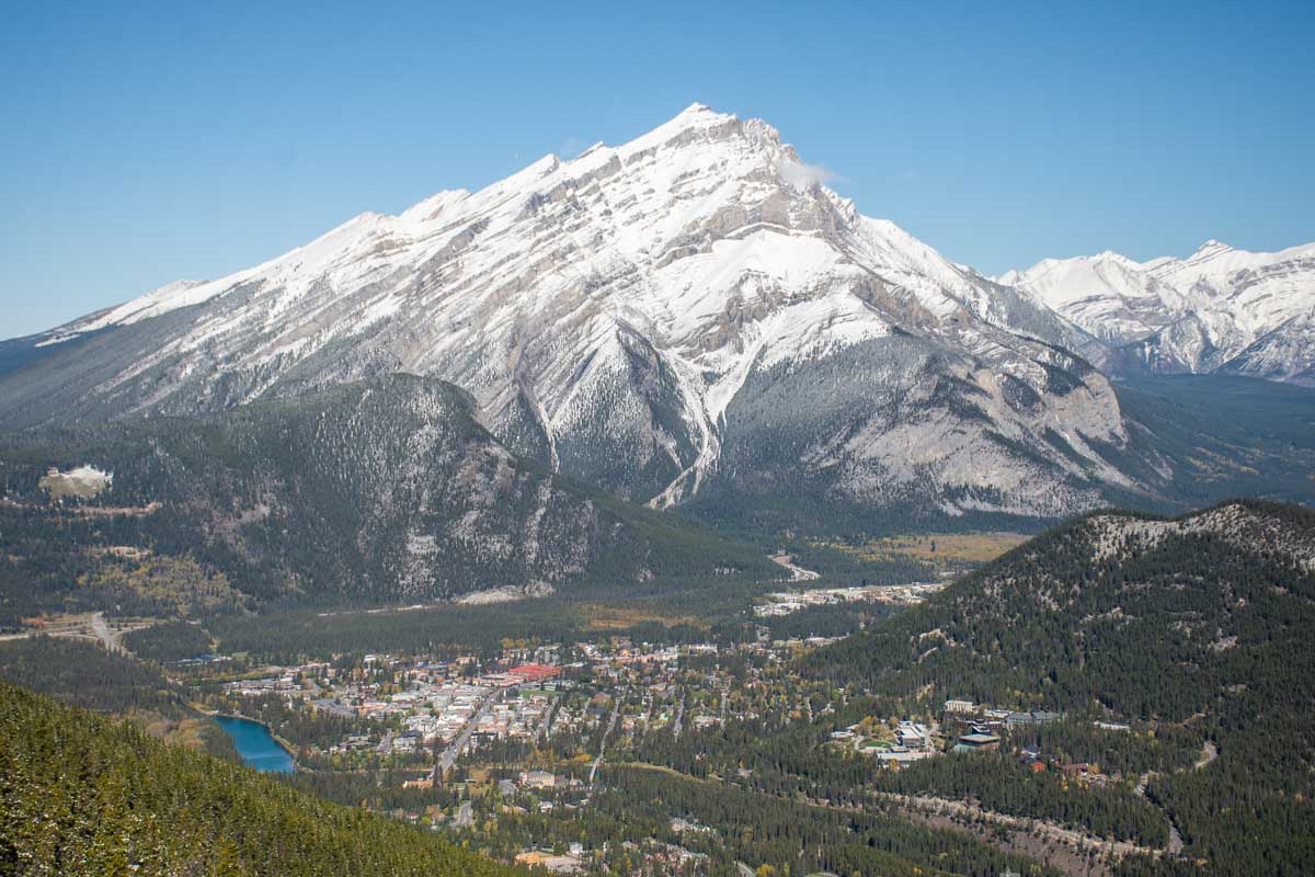 a view of Mt Rundle from the top of the Banff Gondola