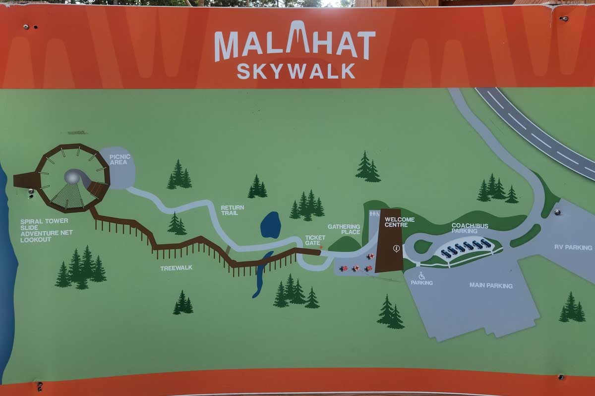 A map of the Malahat Skywalk in Malahat, British Columbia