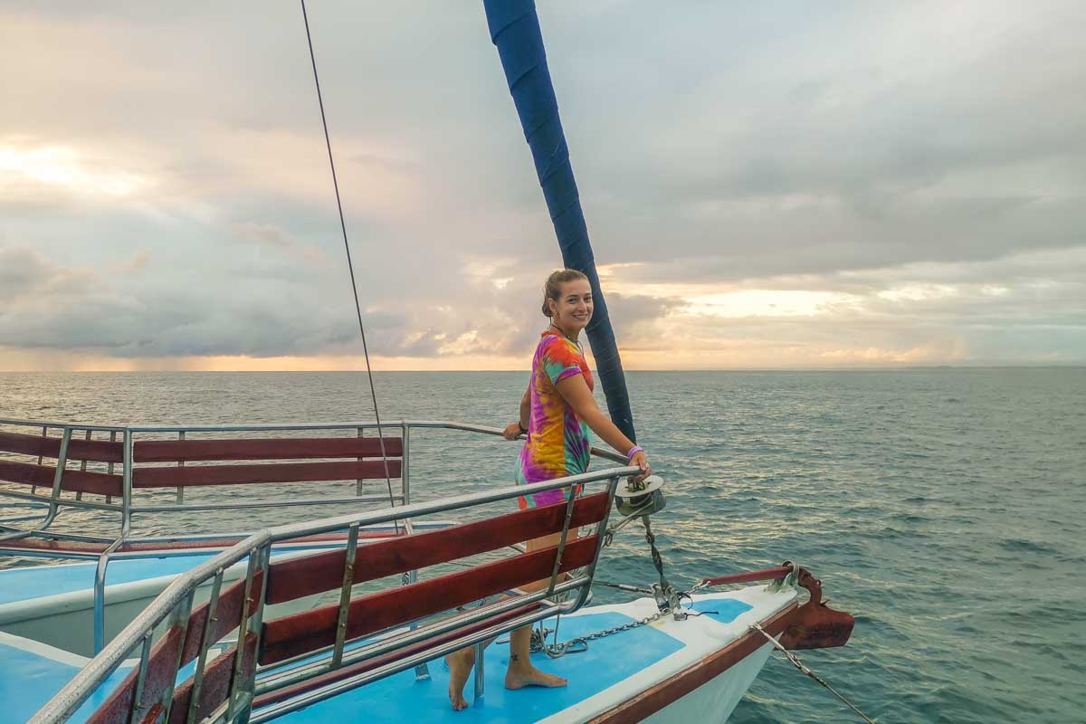 Bailey on a cruise in Cancun Mexico at sunset