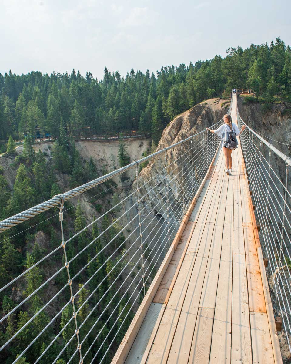 Golden Suspenion Bridge in Golden, BC with Bailey