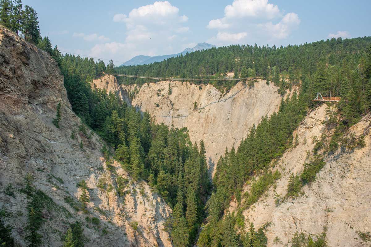 Golden Suspension Bridge in Golden, BC with the cliff swing currently in construction