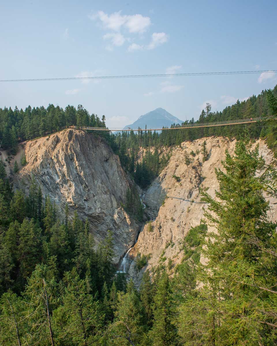 Golden Suspension bridge with a river below