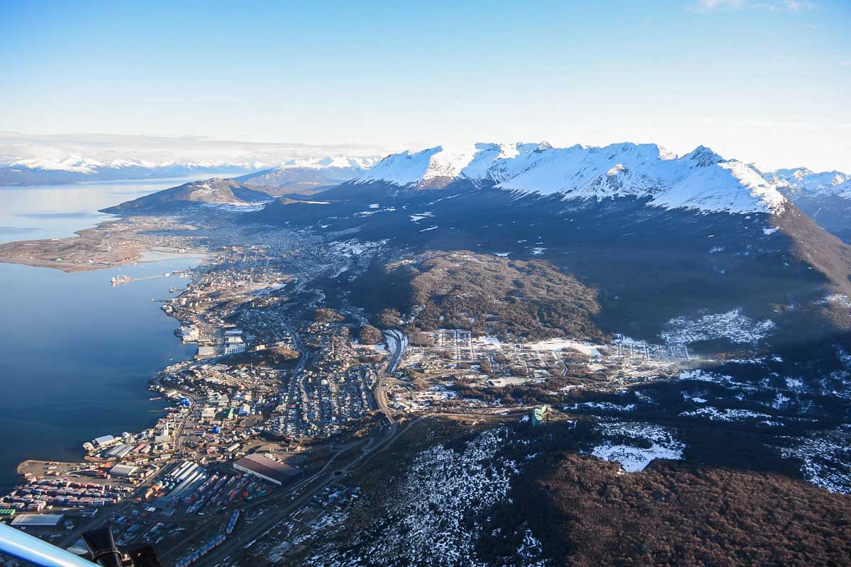 The view from a helicopter flight over Ushuaia! 
