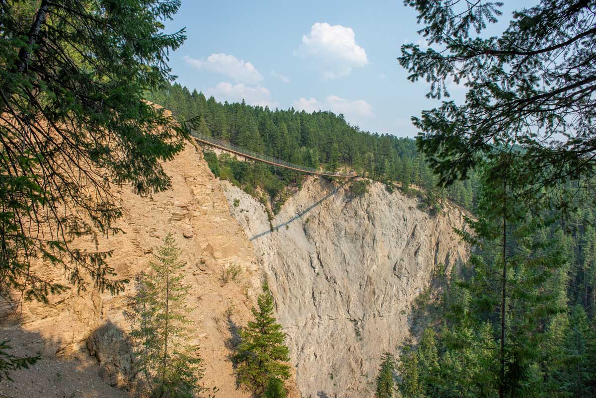Shot from below the Golden Suspension Bridge in Golden, BC