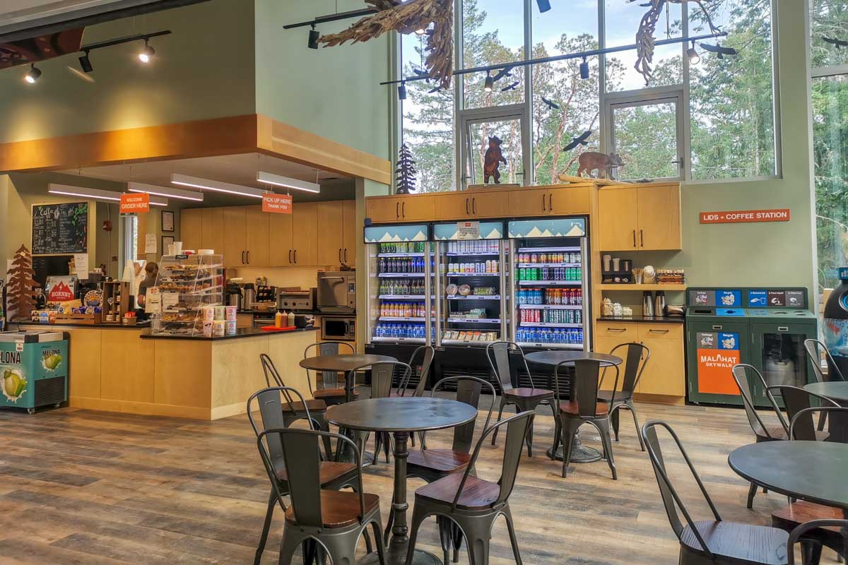 The cafe and gift shop at the Malahat Skywalk in Malahat, British Columbia