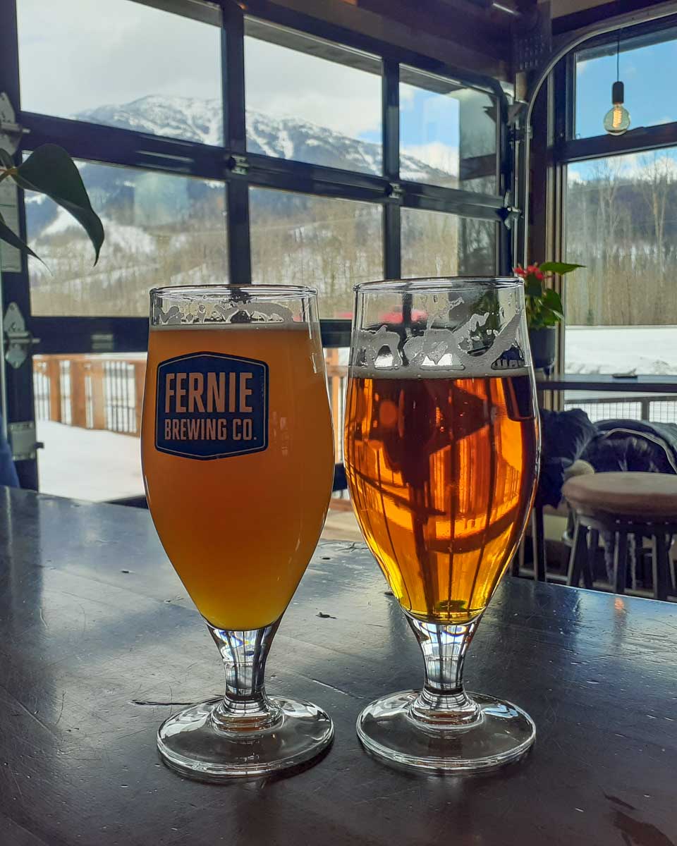 Two beers at Fernie Brewing Company, BC