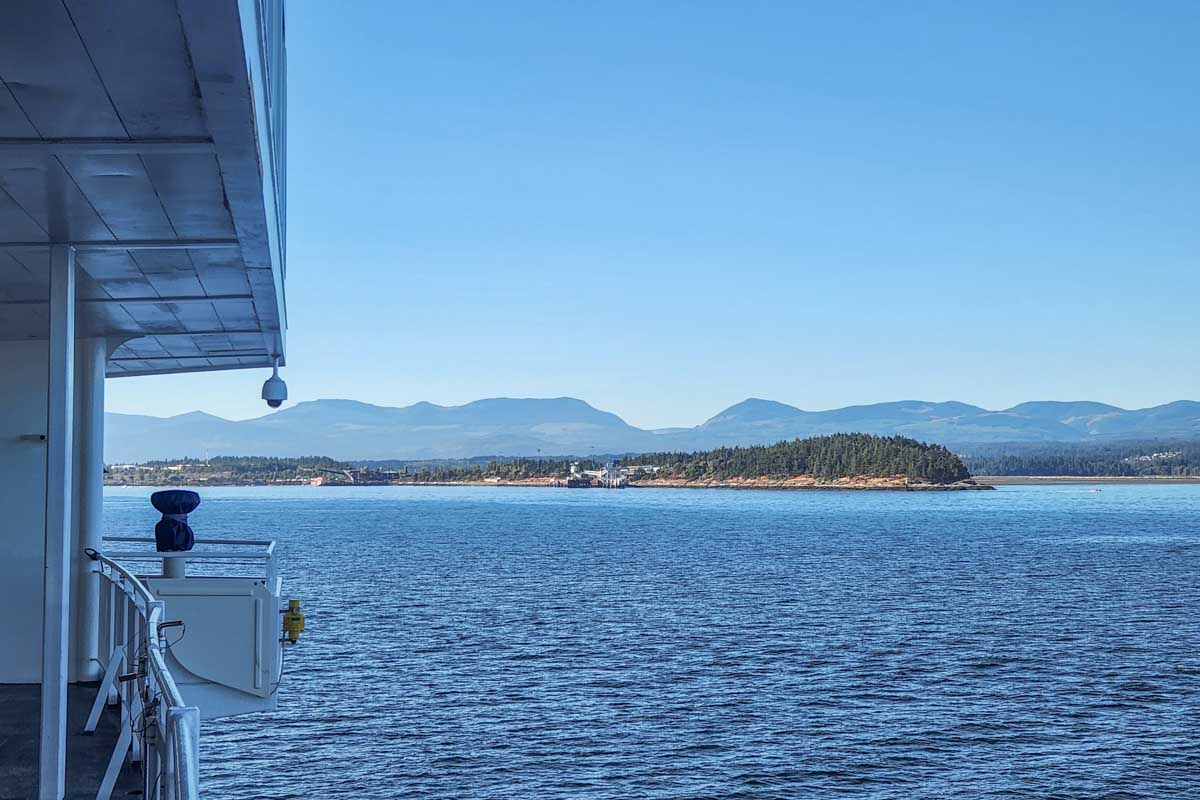 View from the ferry to Vancouver Island from Vancouver on a sunny day in summer