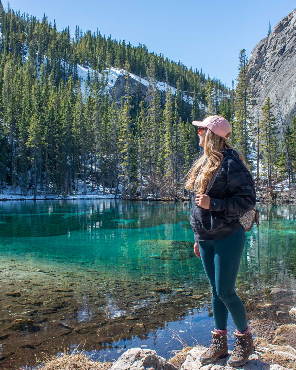 Bailey at Grassi Lakes, Canmore on a spring day