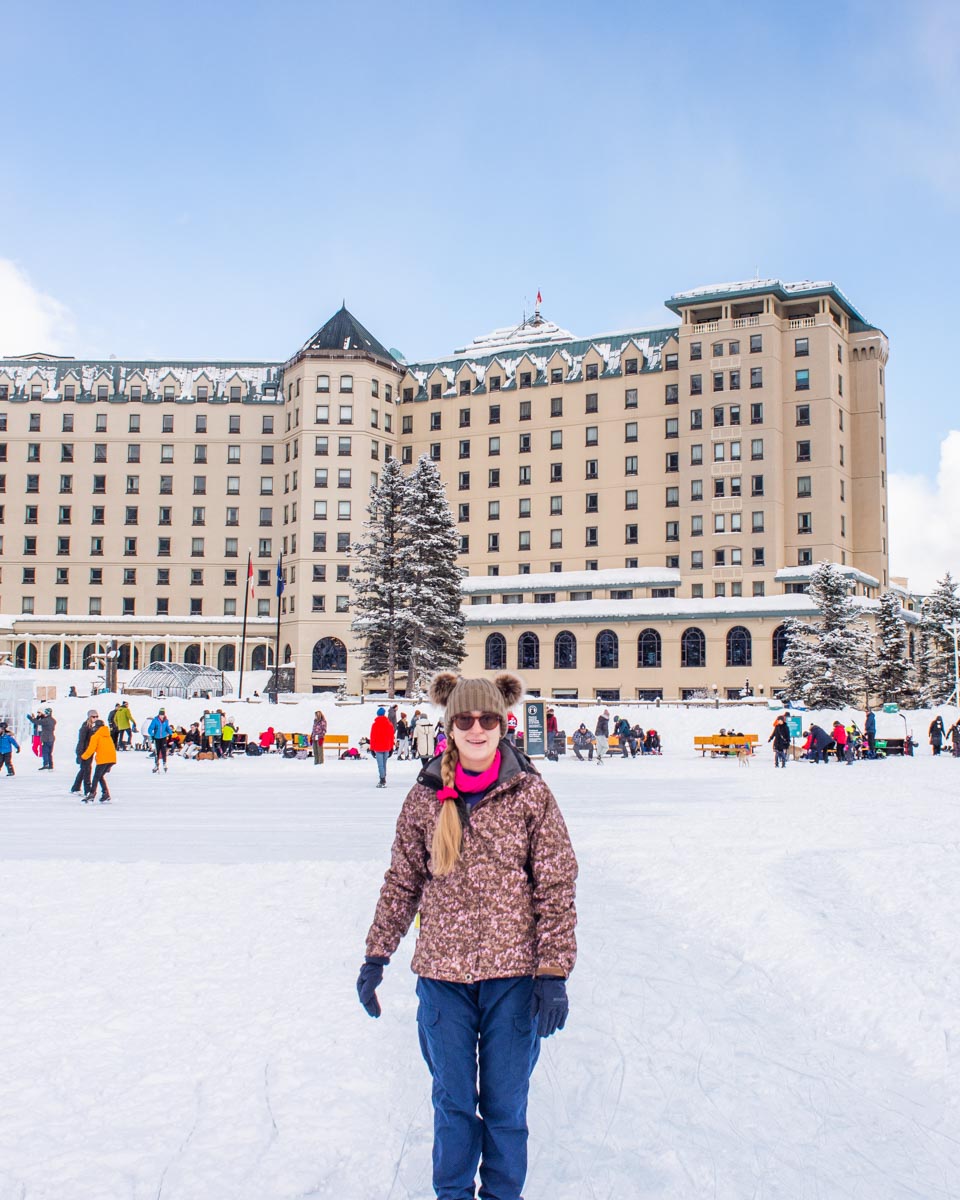 Bailey at Lake Louise in winter