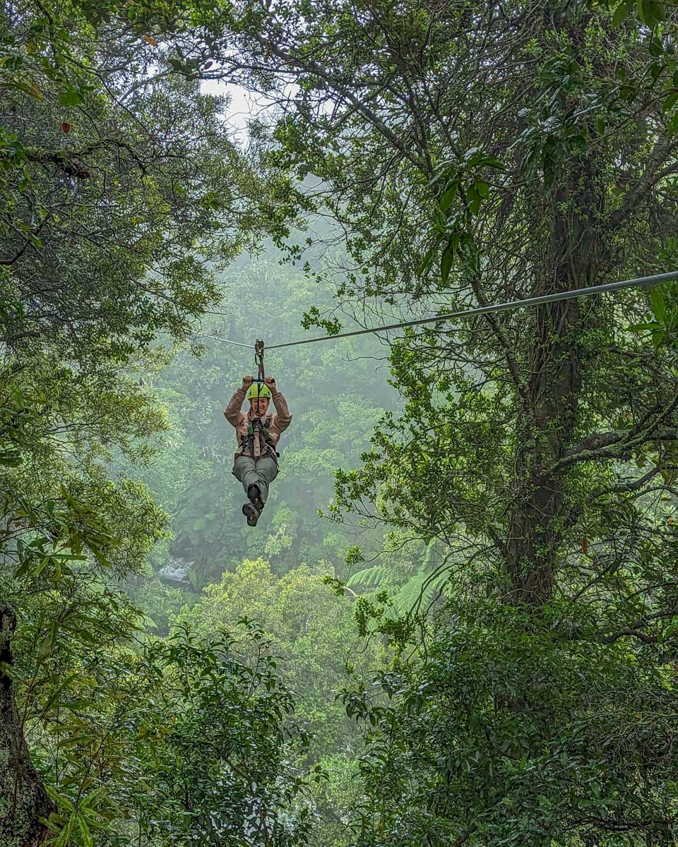 Bailey having fun ziplining in Fiji