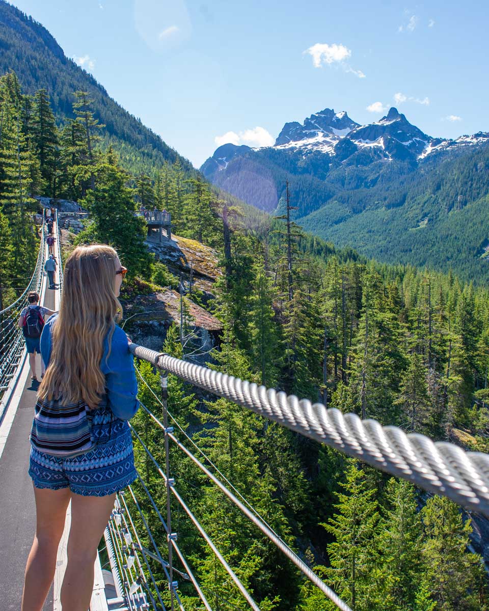 Bailey on the The Sky Pilot Suspension Bridge at the Sea to Sky Gondola