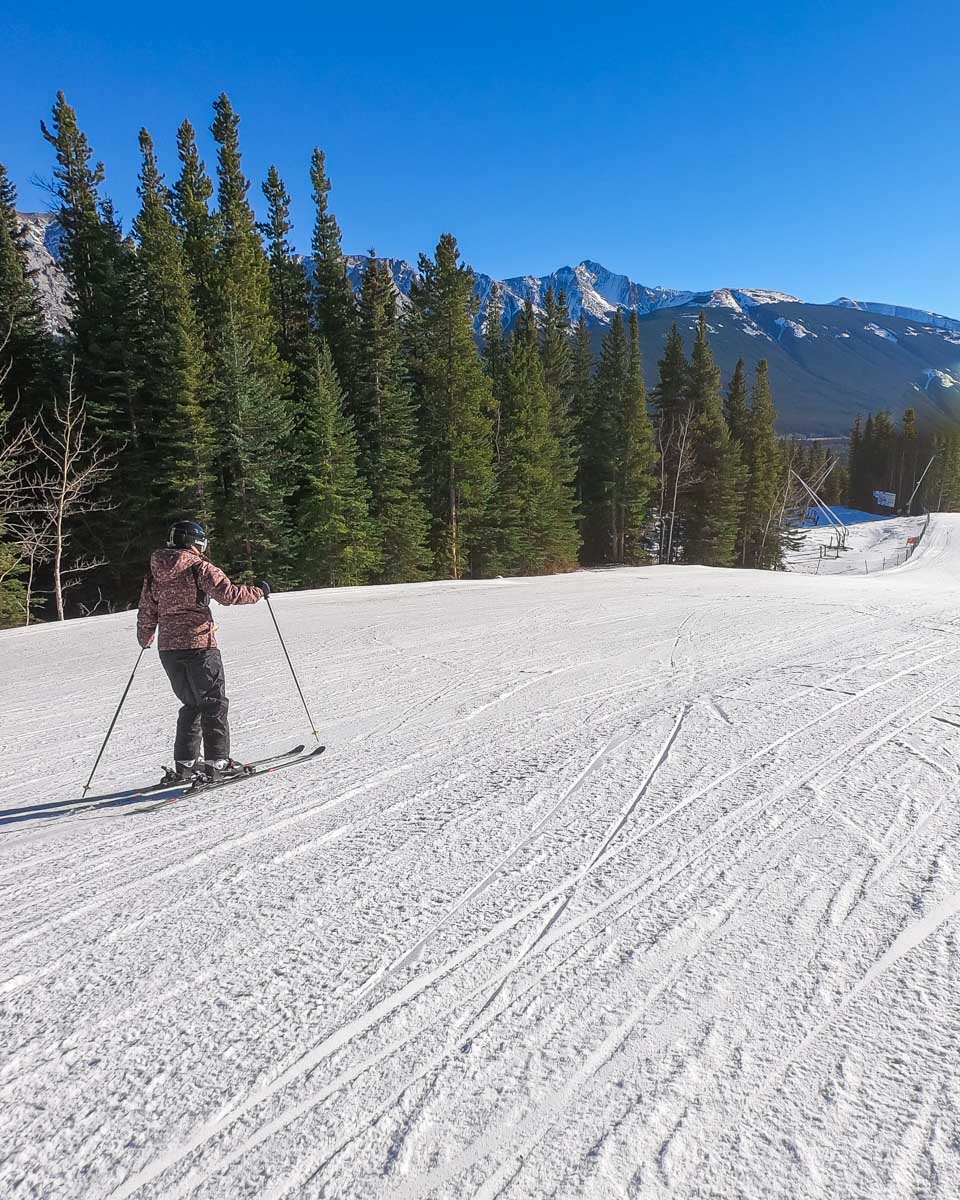Bailey skiing at Nakiska Ski Resort near Canmore, Alberta