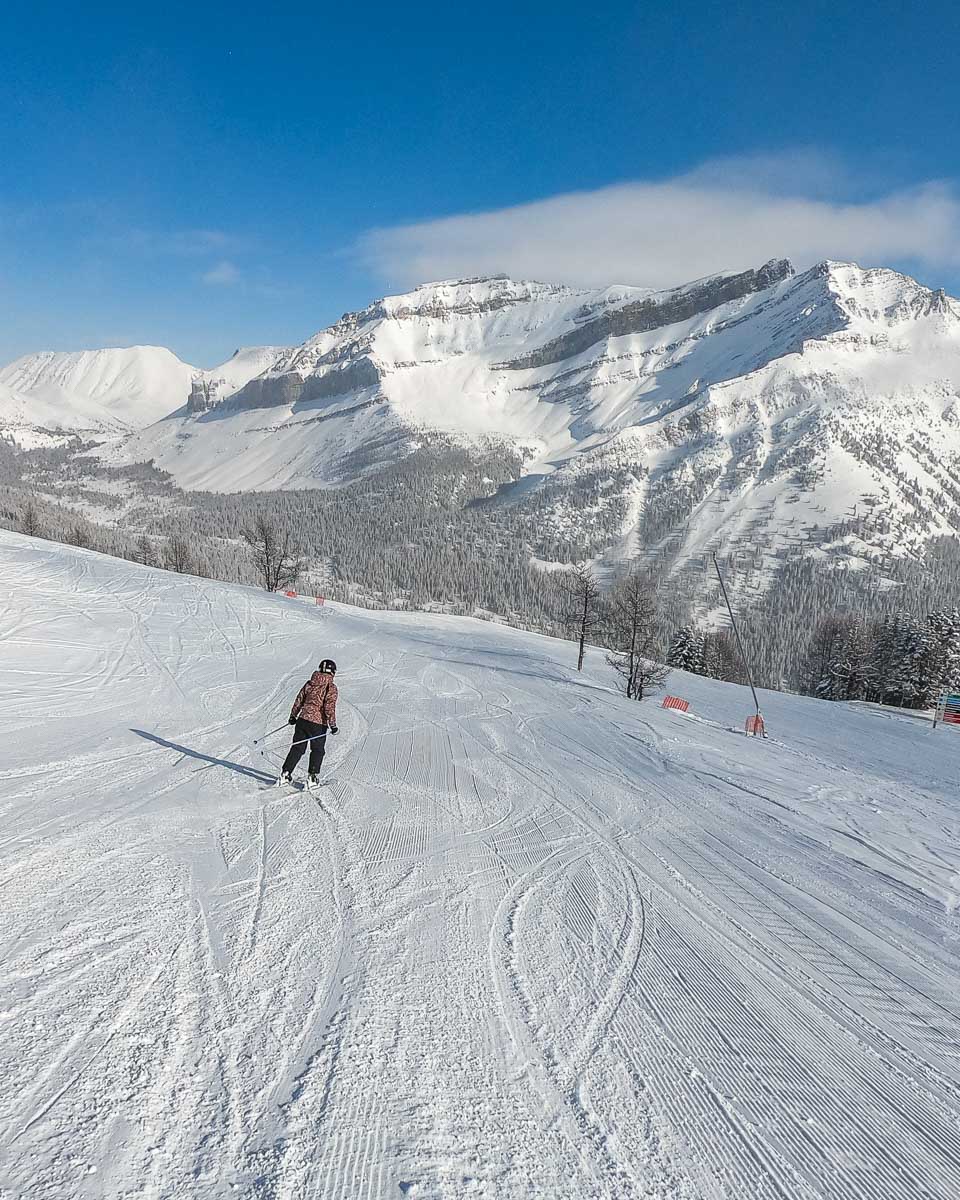 Bailey skis at Lake Louise Ski Resort in Banff National Park