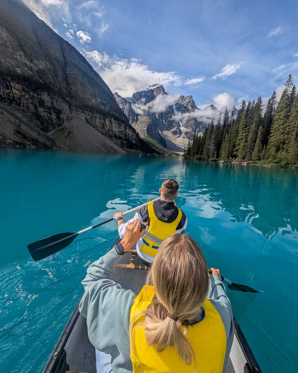 Canoeing on Moraine Lake Canada (2)