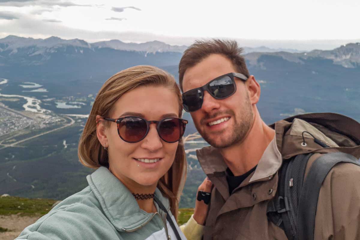 Daniel and Bailey at the top of the Skytram in Jasper, Canada