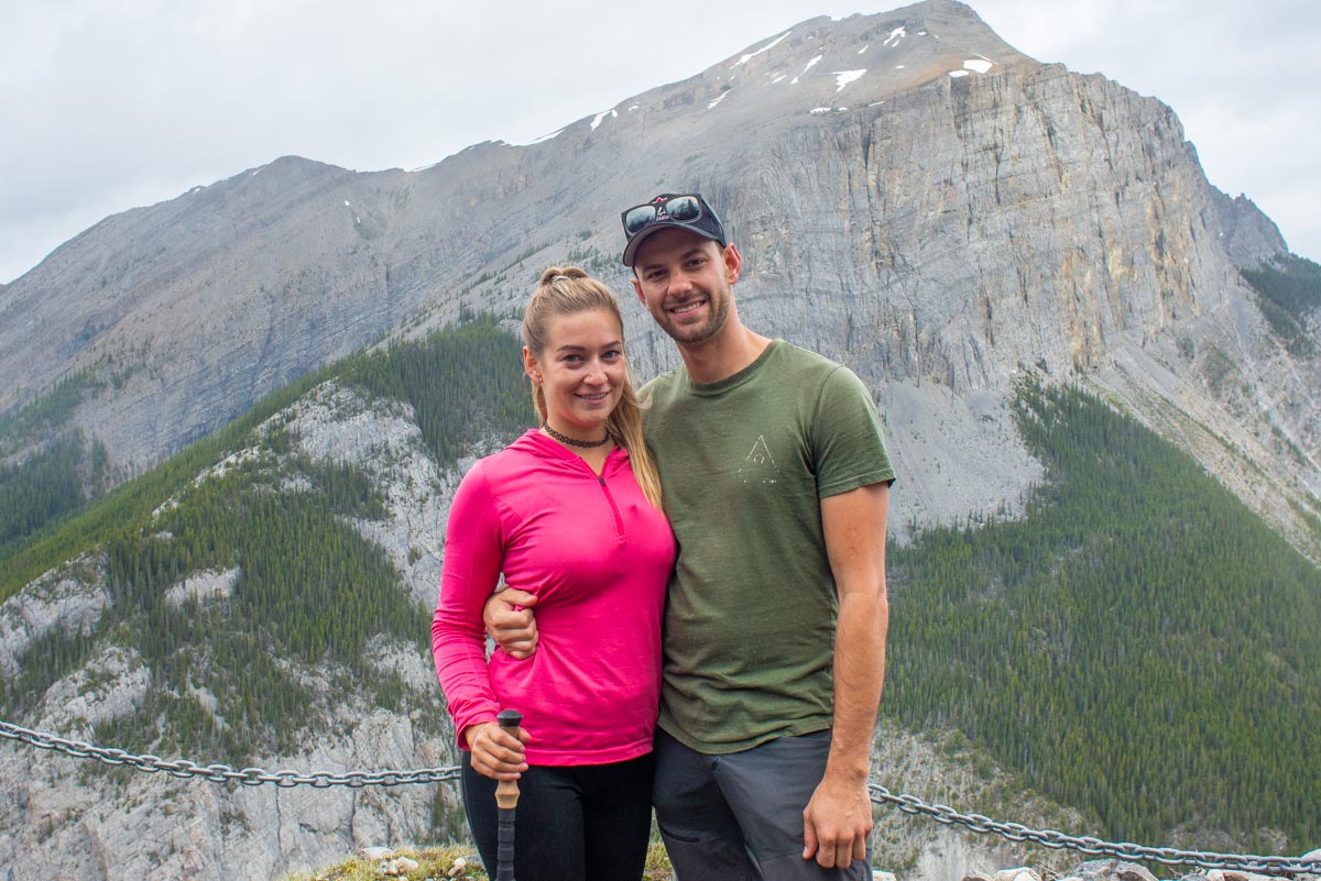 Daniel and Bailey pose for a photo in the Rocky Mountains of Canada