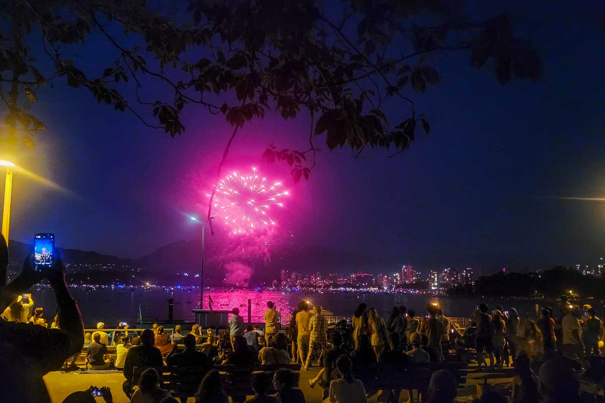 Fireworks at the Celebration of Lights as seen from Kitsilano Beach, Vancouver