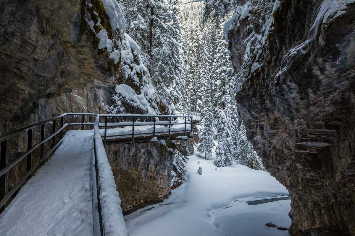 Johnston Canyon Boardwalk in Winter