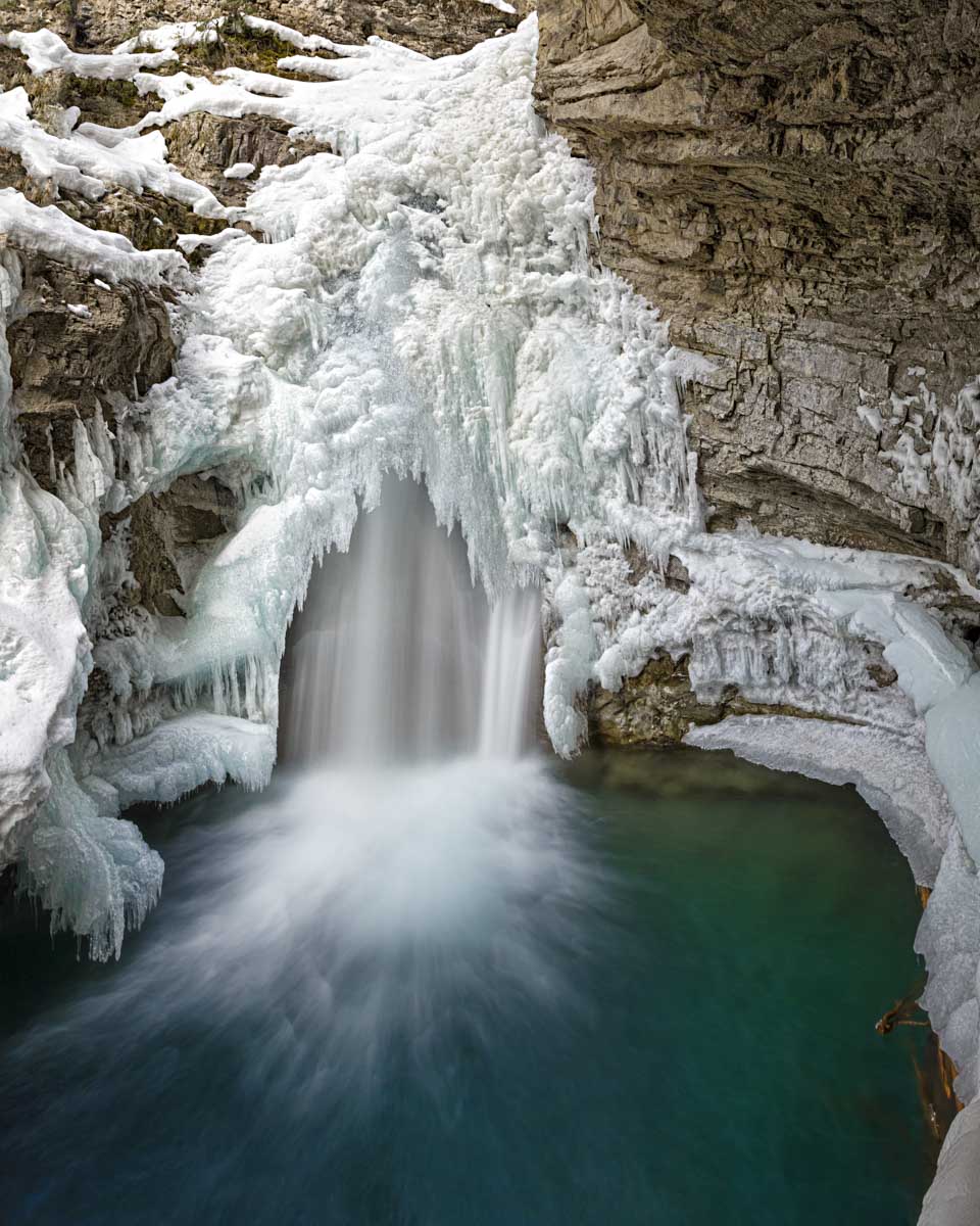 Johnston Canyon Lower waterfall in winter