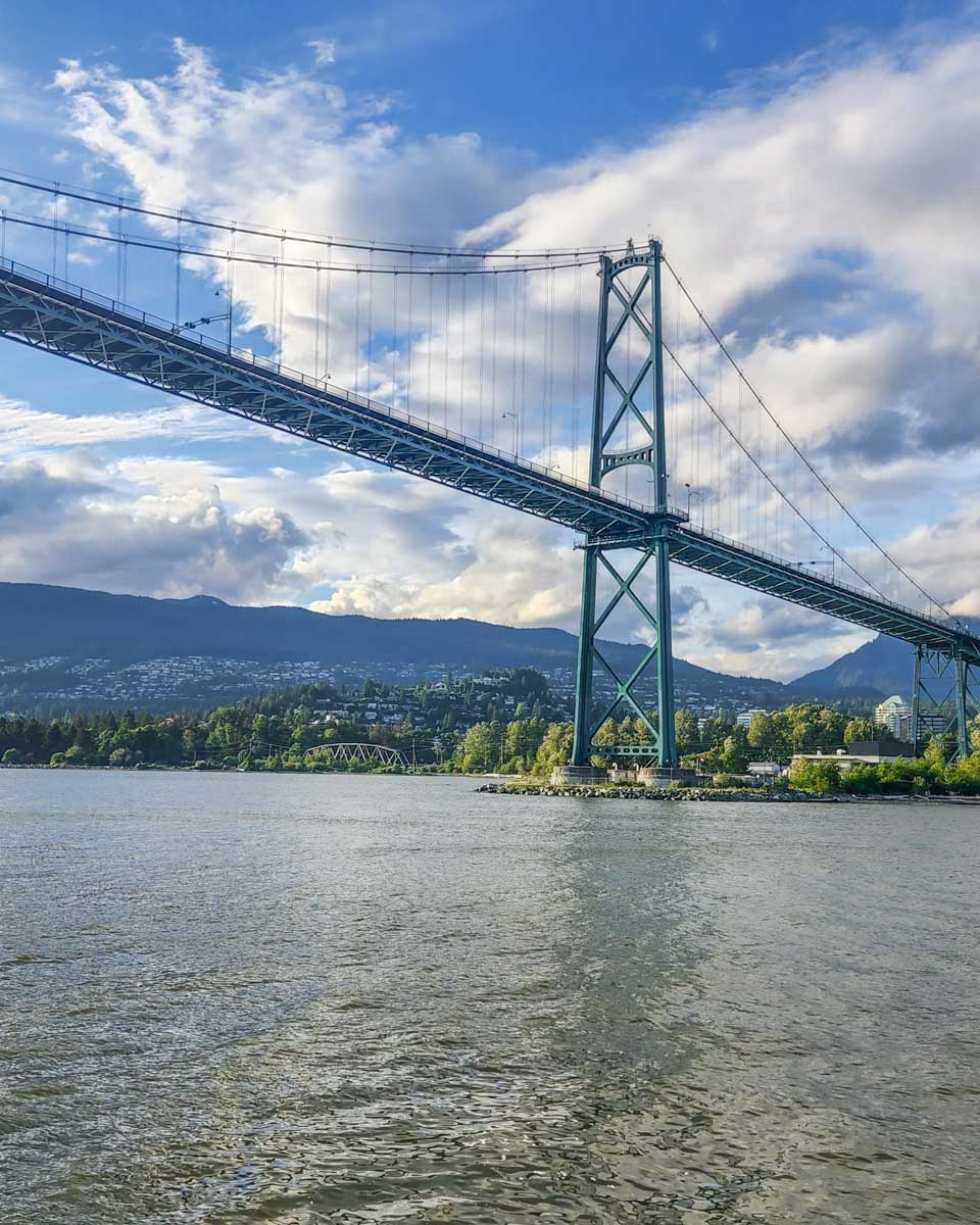 Lions Gate Bridge as seen from our sunset cruise in Vancouver