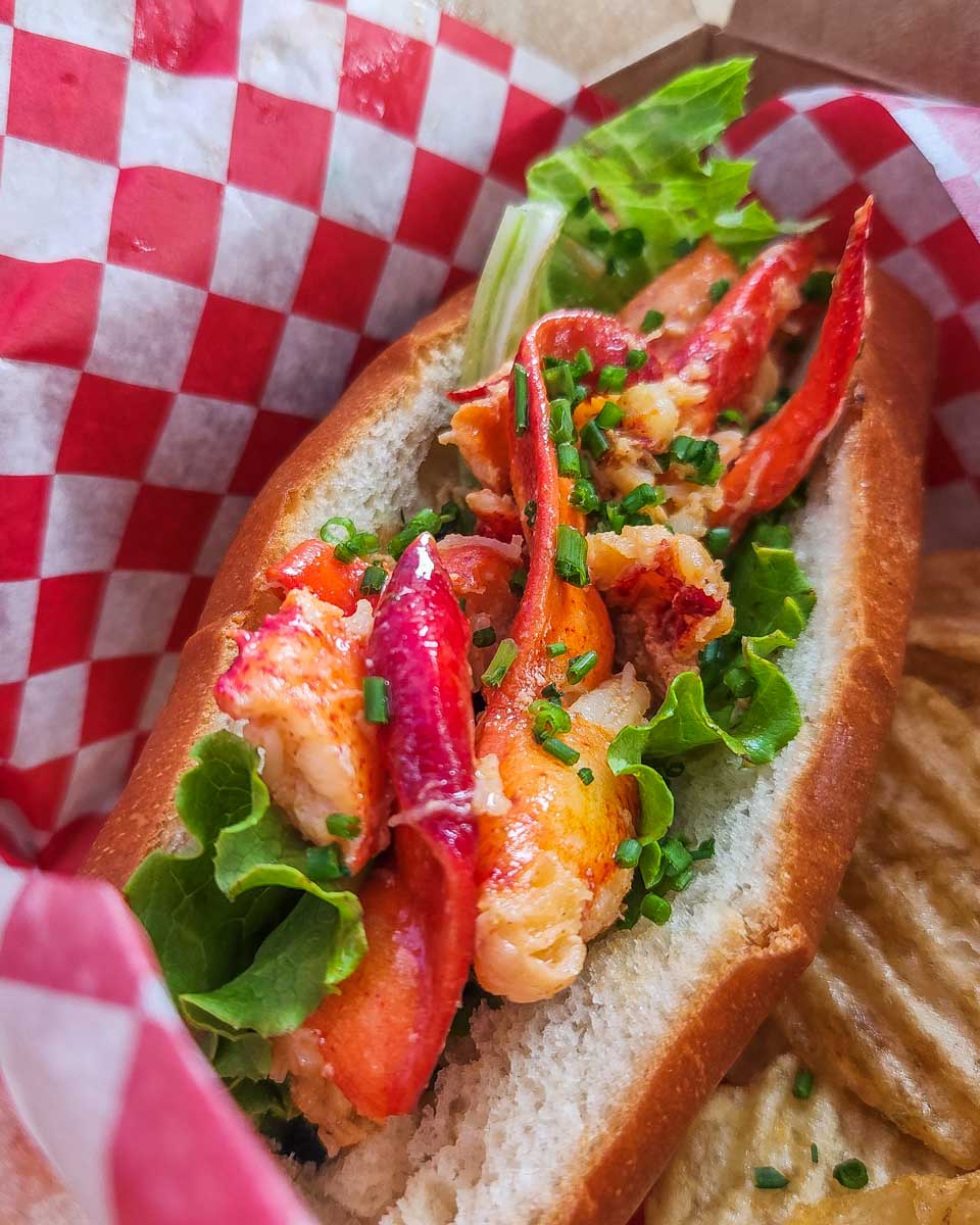 Lobster roll from Granville Island on a food tour