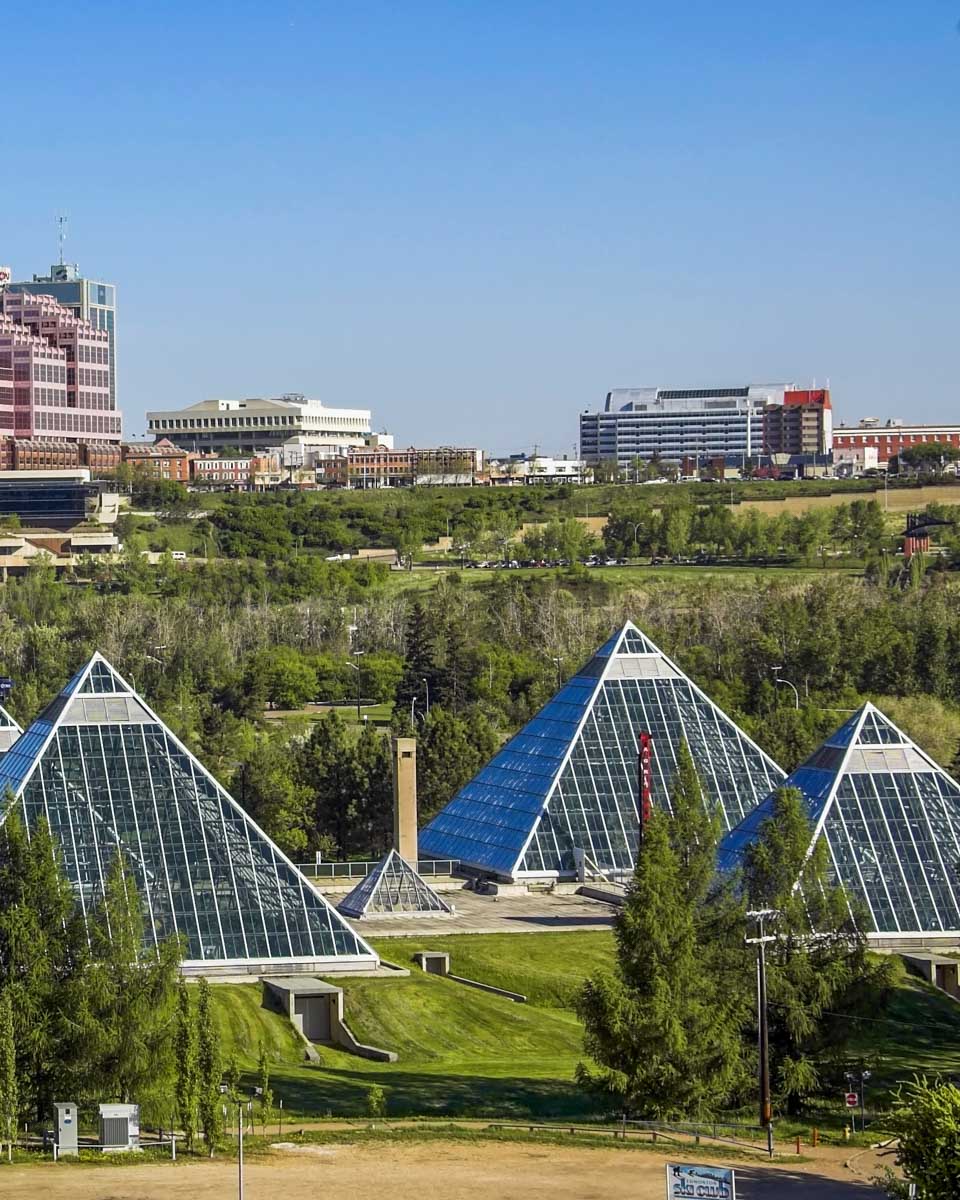 Outside of Muttart Conservatory in Edmonton, Alberta