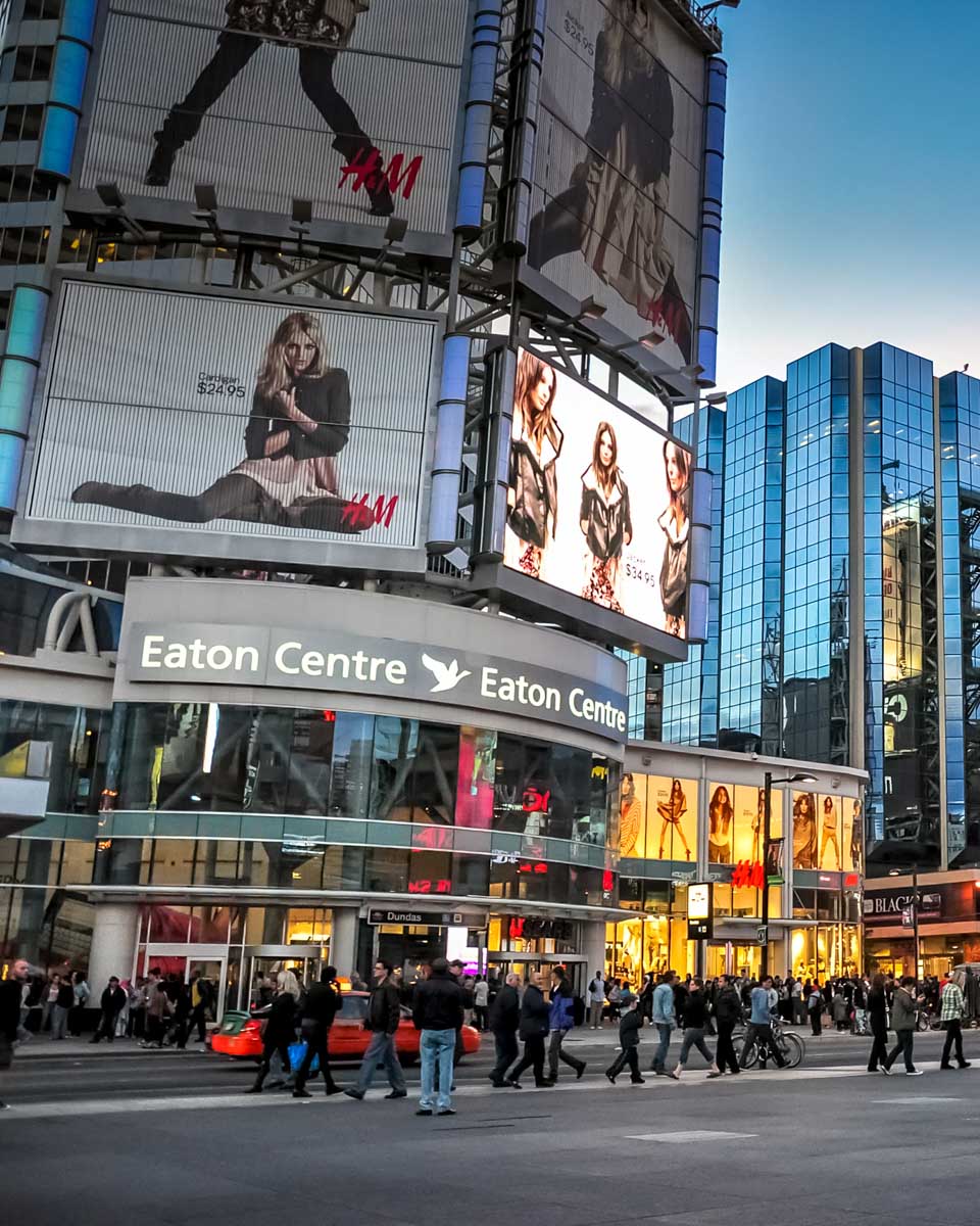 Outside of the Eaton Center in Toronto Canada