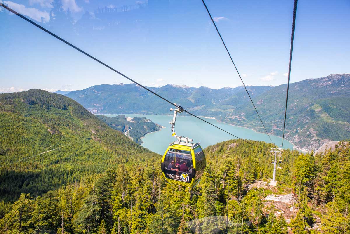 Sea to Sky Gondola travels up to the top near Vancouver, BC