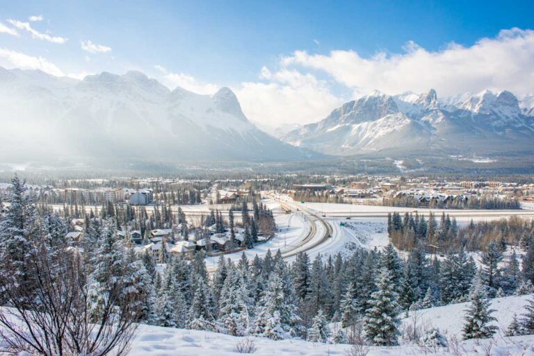 view of Canmore from above