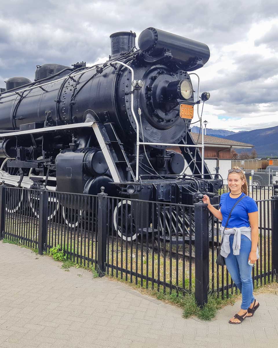The old train on Connaught Street in Jasper
