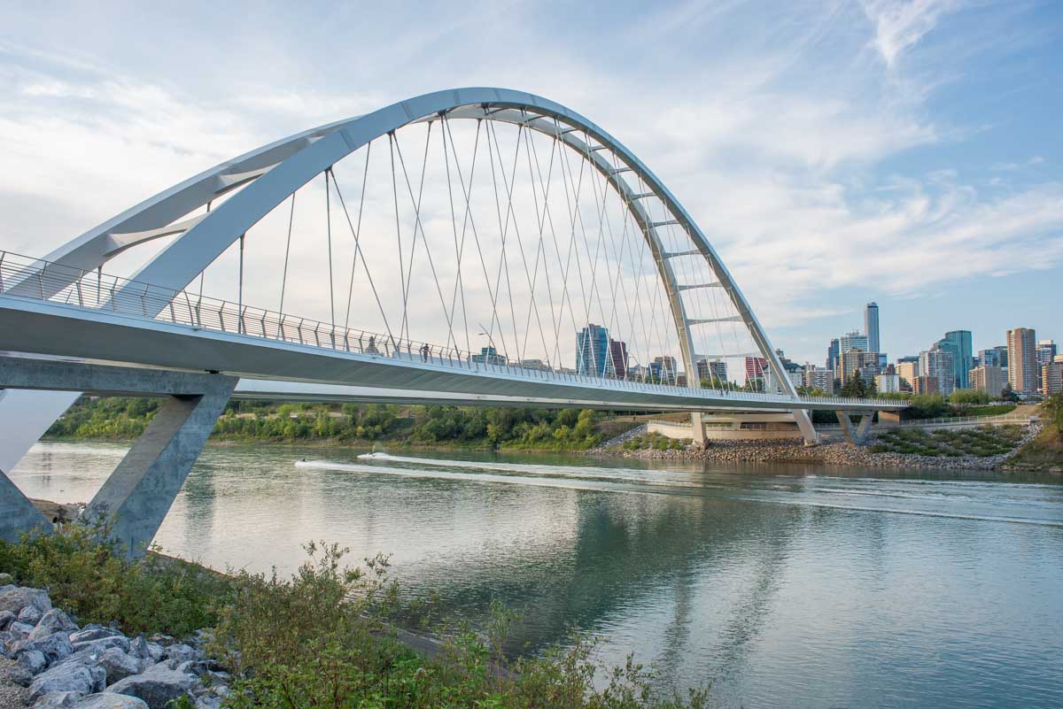 The Walterdale Bridge with Edmonton Alberta in the background