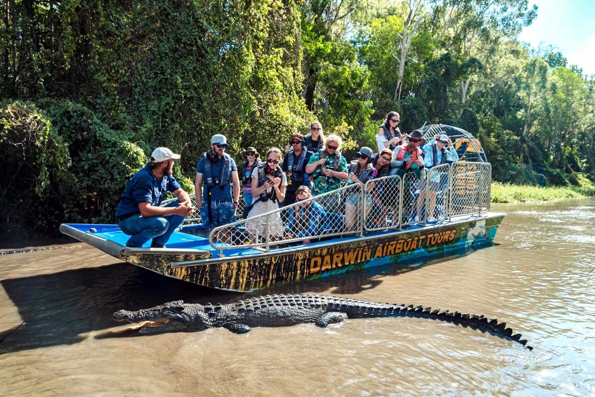 Top End Safari Camp boat tour with crocodiles