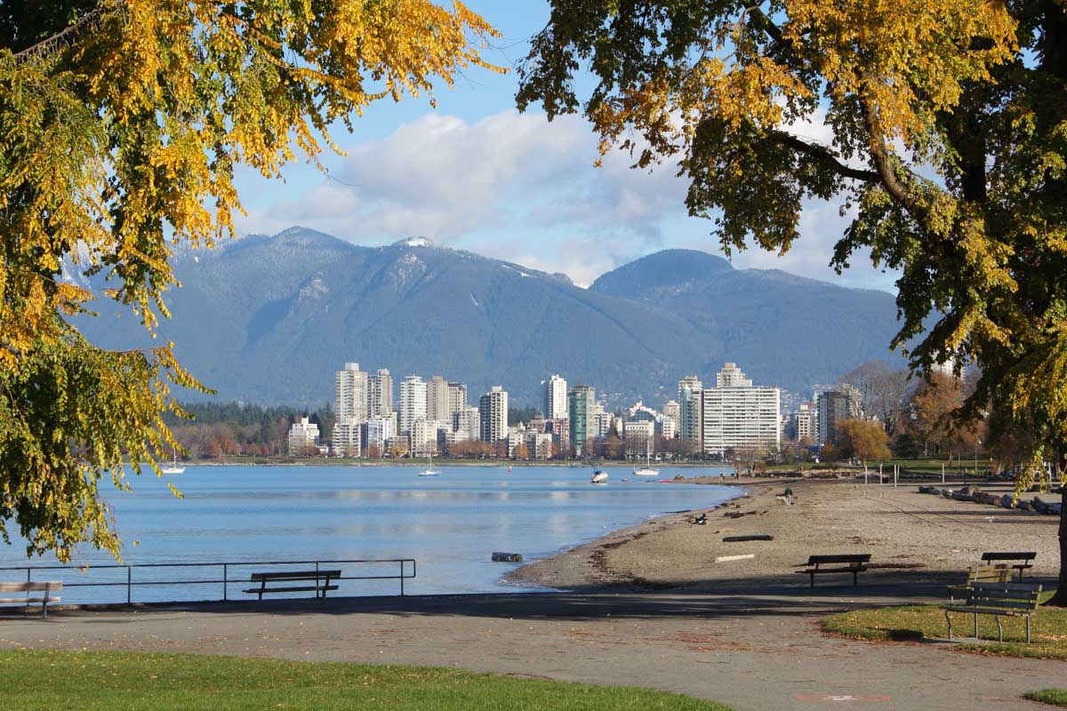 Vancouver skyline as seen from Kitsilano Beach, Vancouver